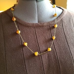 Vintage Amber and Antique Gold Bead Necklace